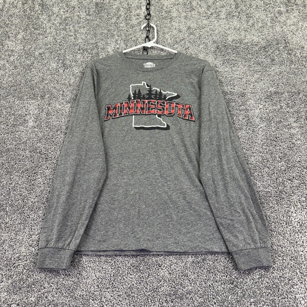 Home Free Shirt Mens Medium Gray Long Sleeve Minnesota Graphic Tee Tagless